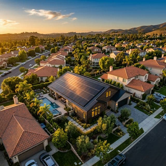 Solar panels on California home